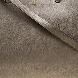 Pre Owned حقيبة يد غوتشي شوبر بيد علوية بامبو جلد بيج ميتاليك كبيرة