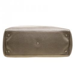 Pre Owned حقيبة يد غوتشي شوبر بيد علوية بامبو جلد بيج ميتاليك كبيرة