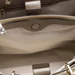 Pre Owned حقيبة يد غوتشي شوبر بيد علوية بامبو جلد بيج ميتاليك كبيرة