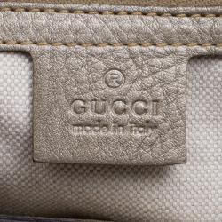 Pre Owned حقيبة يد غوتشي شوبر بيد علوية بامبو جلد بيج ميتاليك كبيرة