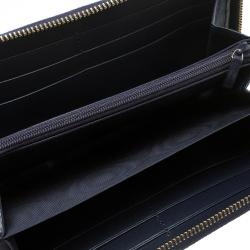 Gucci Navy Blue Diamante Leather Zip Around Wallet