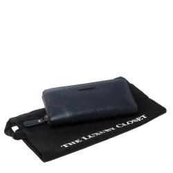 Gucci Navy Blue Diamante Leather Zip Around Wallet