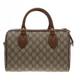 Pre Owned Gucci Beige/Brown GG Supreme Canvas Limited Edition Bird Boston Bag