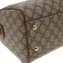 Pre Owned Gucci Beige/Brown GG Supreme Canvas Limited Edition Bird Boston Bag