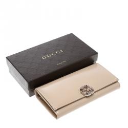 Pre Owned محفظة غوتشي زخرفة جوهرة كريستالات جلد بيج