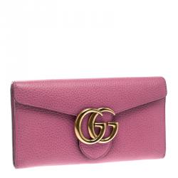 Gucci Pink Leather GG Marmont Continental Wallet