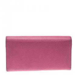 Gucci Pink Leather GG Marmont Continental Wallet