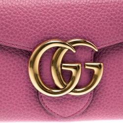 Gucci Pink Leather GG Marmont Continental Wallet