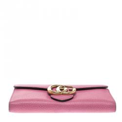 Gucci Pink Leather GG Marmont Continental Wallet