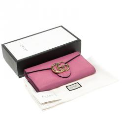 Gucci Pink Leather GG Marmont Continental Wallet