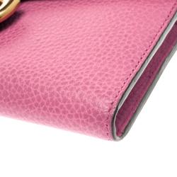Gucci Pink Leather GG Marmont Continental Wallet