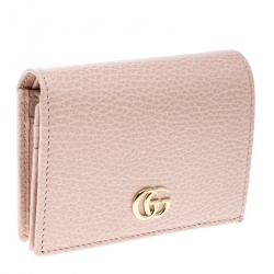 Gucci Pink Leather Double G Card Case