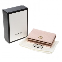 Gucci Pink Leather Double G Card Case