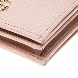 Gucci Pink Leather Double G Card Case