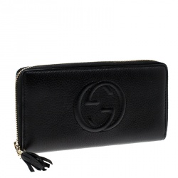 مملوكة مسبقًا Gucci Black Leather Soho Zip Around Wallet