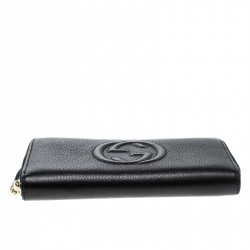 مملوكة مسبقًا Gucci Black Leather Soho Zip Around Wallet