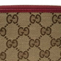 Gucci Beige/Red GG Canvas Zip Around Wallet