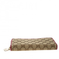 Gucci Beige/Red GG Canvas Zip Around Wallet