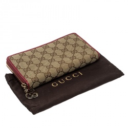 Gucci Beige/Red GG Canvas Zip Around Wallet
