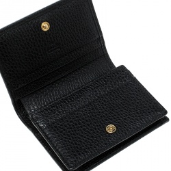 Gucci Black Leather GG Marmont Compact Folded Wallet