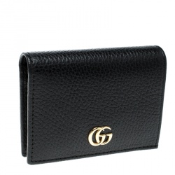 Gucci Black Leather GG Marmont Compact Folded Wallet