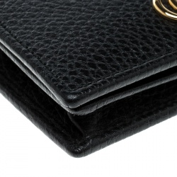 Gucci Black Leather GG Marmont Compact Folded Wallet