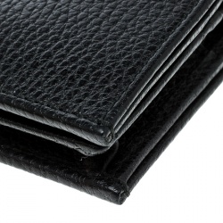 Gucci Black Leather GG Marmont Compact Folded Wallet
