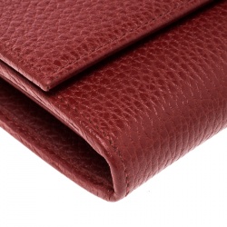 Pre Owned Gucci Red Leather Double G Continental Wallet 