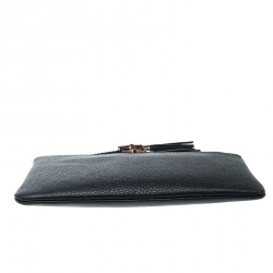 Pre Owned Gucci Black Leather Bamboo Tassel Clutch