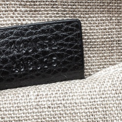 Pre Owned Gucci Black Leather Bamboo Tassel Clutch