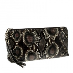 Pre Owned Gucci Brown Python Sienna Tassel Clutch