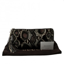 Pre Owned Gucci Brown Python Sienna Tassel Clutch