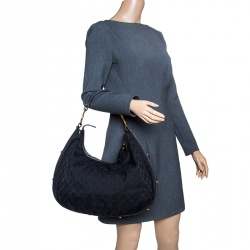 Pre Owned حقيبة غوتشي GG متشابكين كانفاس GG سوداء