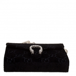 Gucci Black GG Velvet Mini Dionysus Wallet On Chain 