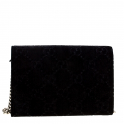 Gucci Black GG Velvet Mini Dionysus Wallet On Chain 
