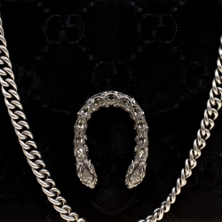 Gucci Black GG Velvet Mini Dionysus Wallet On Chain 
