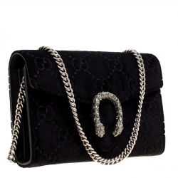 Gucci Black GG Velvet Mini Dionysus Wallet On Chain 