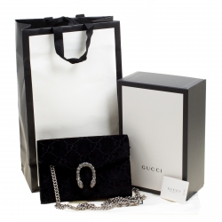 Gucci Black GG Velvet Mini Dionysus Wallet On Chain 