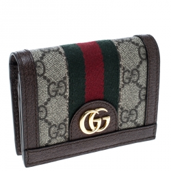 Gucci Beige/Brown GG Supreme Canvas and Leather Ophidia Web Compact Wallet