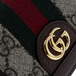 Gucci Beige/Brown GG Supreme Canvas and Leather Ophidia Web Compact Wallet