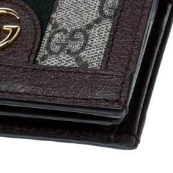 Gucci Beige/Brown GG Supreme Canvas and Leather Ophidia Web Compact Wallet