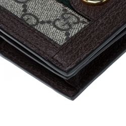 Gucci Beige/Brown GG Supreme Canvas and Leather Ophidia Web Compact Wallet