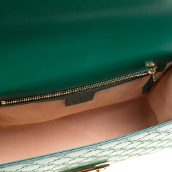 Pre Owned Gucci Green Guccissima Leather Medium Padlock Shoulder Bag
