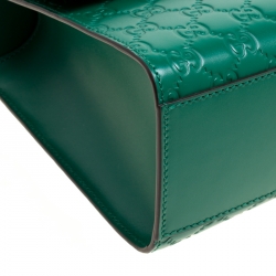Pre Owned Gucci Green Guccissima Leather Medium Padlock Shoulder Bag