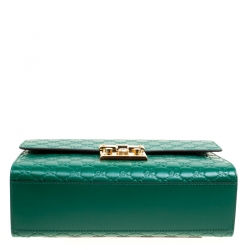 Pre Owned Gucci Green Guccissima Leather Medium Padlock Shoulder Bag