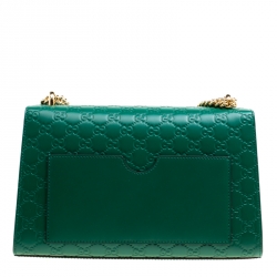 Pre Owned Gucci Green Guccissima Leather Medium Padlock Shoulder Bag