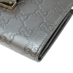 Gucci Grey Guccissima Leather Web Logo Continental Wallet