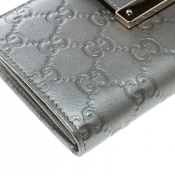 Gucci Grey Guccissima Leather Web Logo Continental Wallet