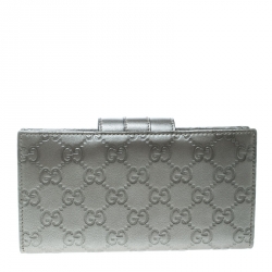 Gucci Grey Guccissima Leather Web Logo Continental Wallet