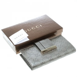 Gucci Grey Guccissima Leather Web Logo Continental Wallet